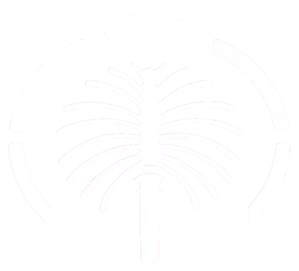 The Palm jebel Ali white color logo